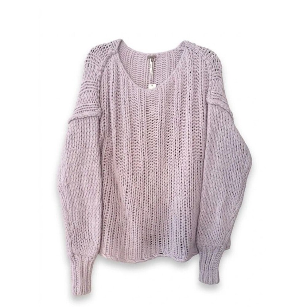Free People Women's Chunky Knit Oversized Sweater – Lavender / Lilac